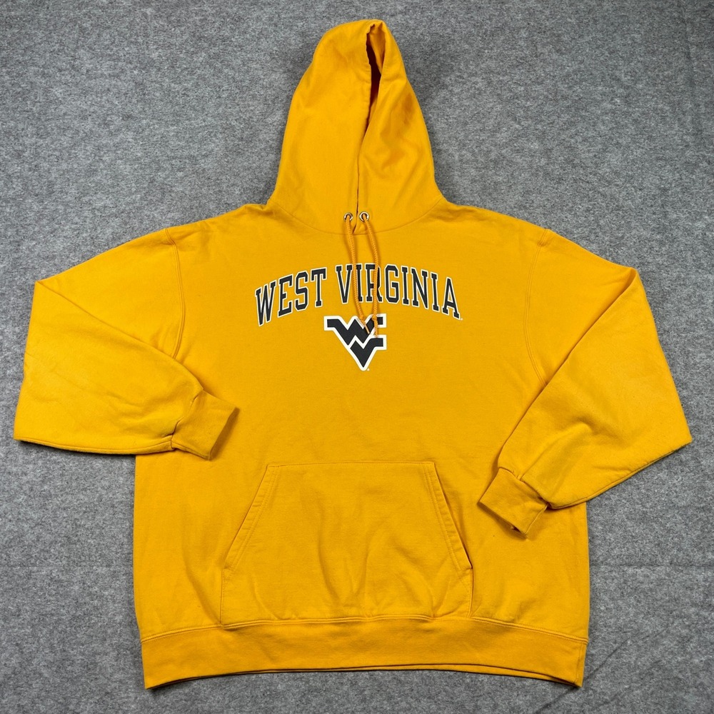 West Virginia Hoodie Mens XL Gold WVU Mountaineers Pullover Fleece Sweatshirt
